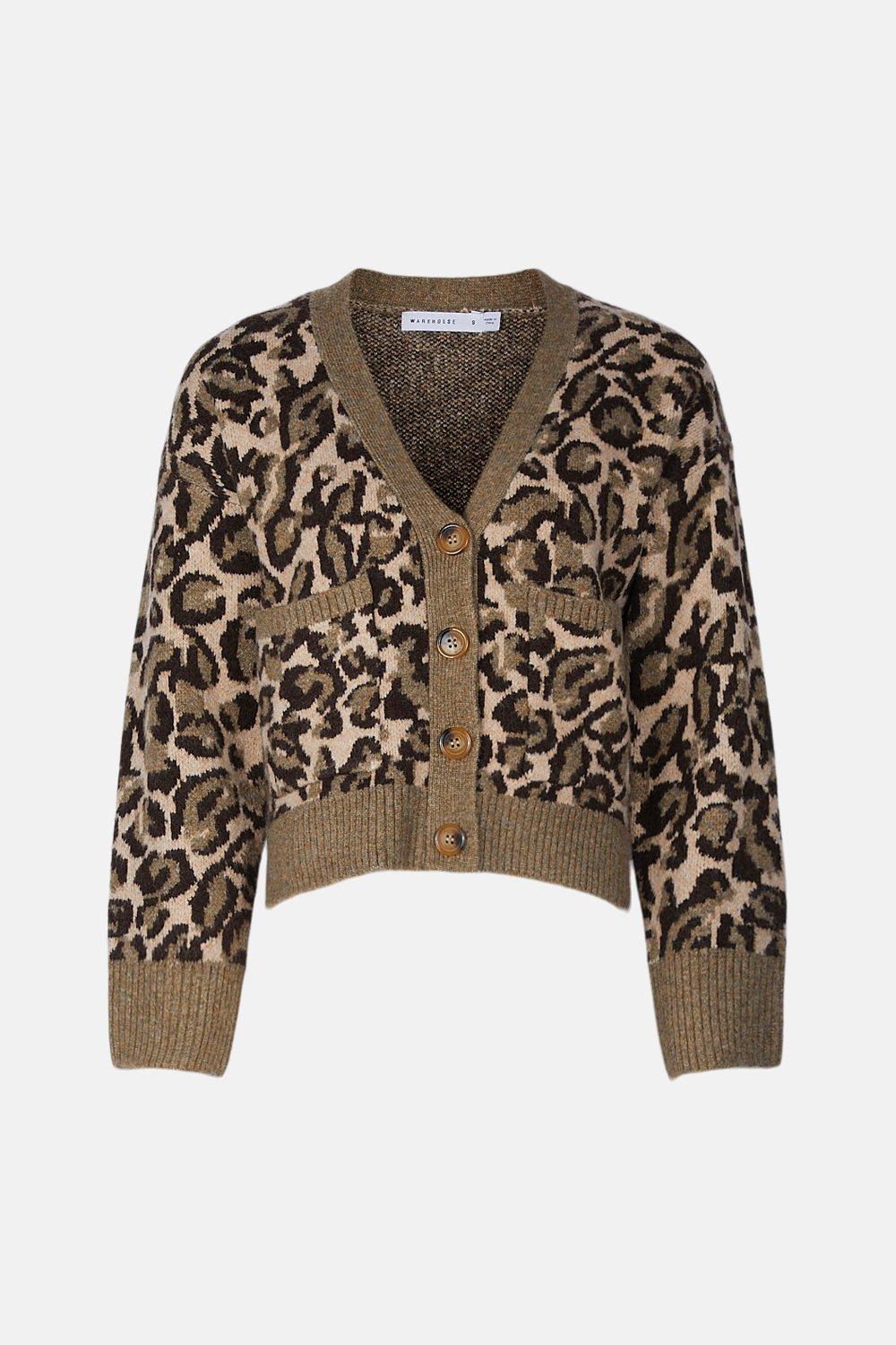 Jumpers Cardigans Classic Animal Chunky Jacquard Knit Cardigan