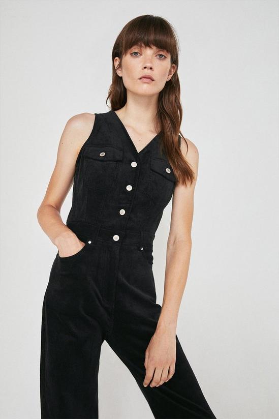 Warehouse Cord Sleeveless Button Front Jumpsuit 2
