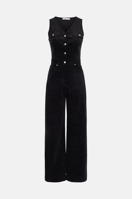 Warehouse Cord Sleeveless Button Front Jumpsuit 5