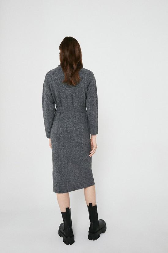 Warehouse Mixed Cable Belted Knit Dress 3