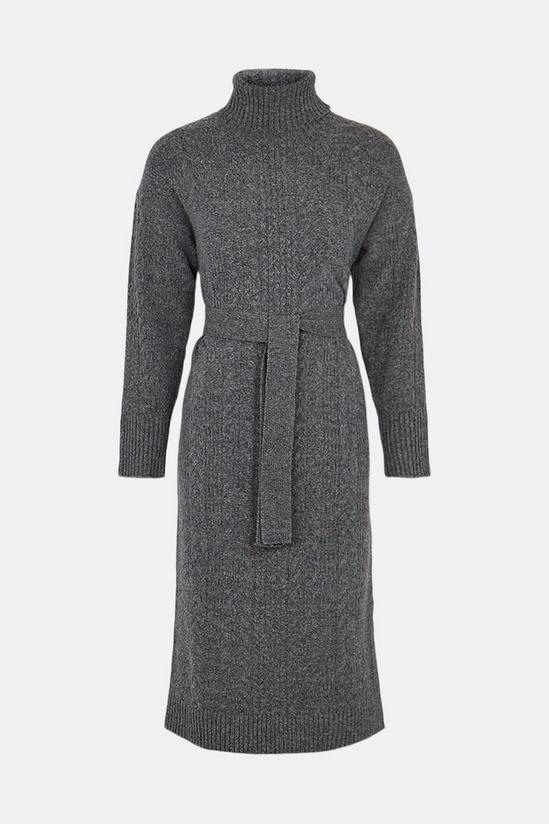 Warehouse Mixed Cable Belted Knit Dress 4