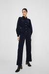 Warehouse Cord Puff Sleeve Button Front Jumpsuit thumbnail 1