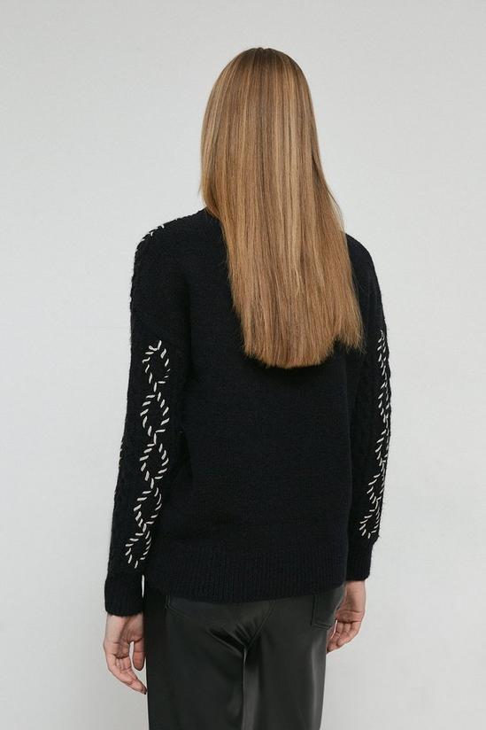 Warehouse Contrast Stitch Cable Knit Jumper 3