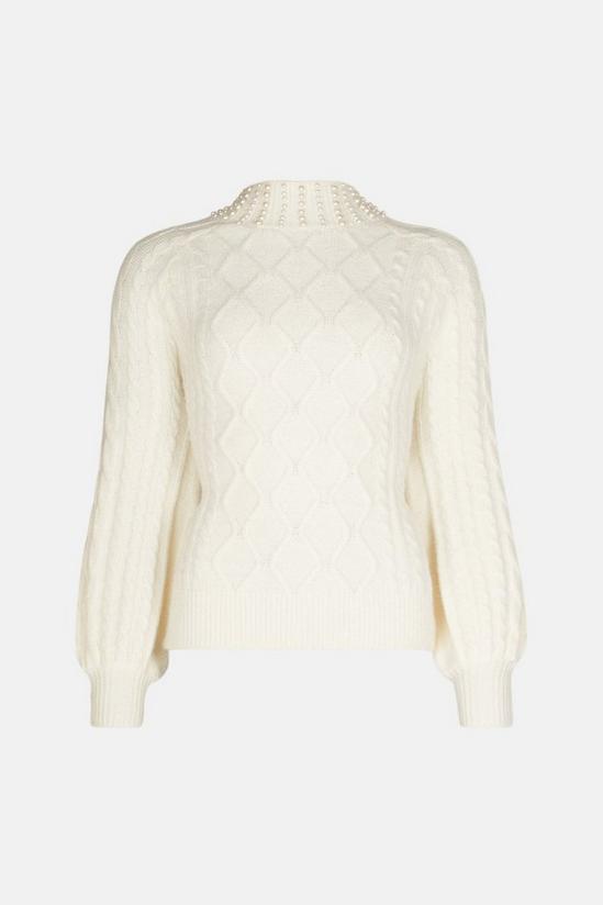 Warehouse Pearl Embellished Cable Knit Jumper 4