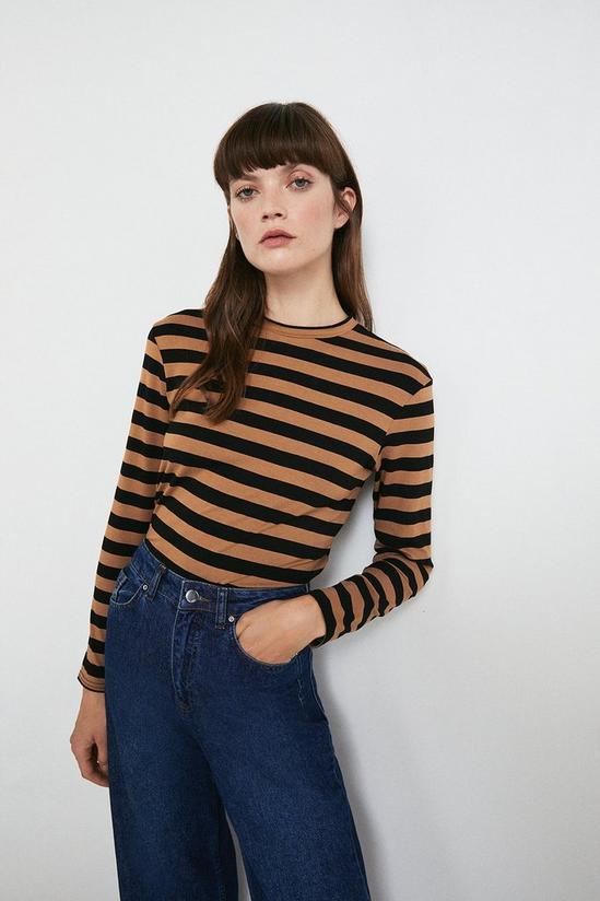 Warehouse Stripe Relaxed Crew Neck Top 1