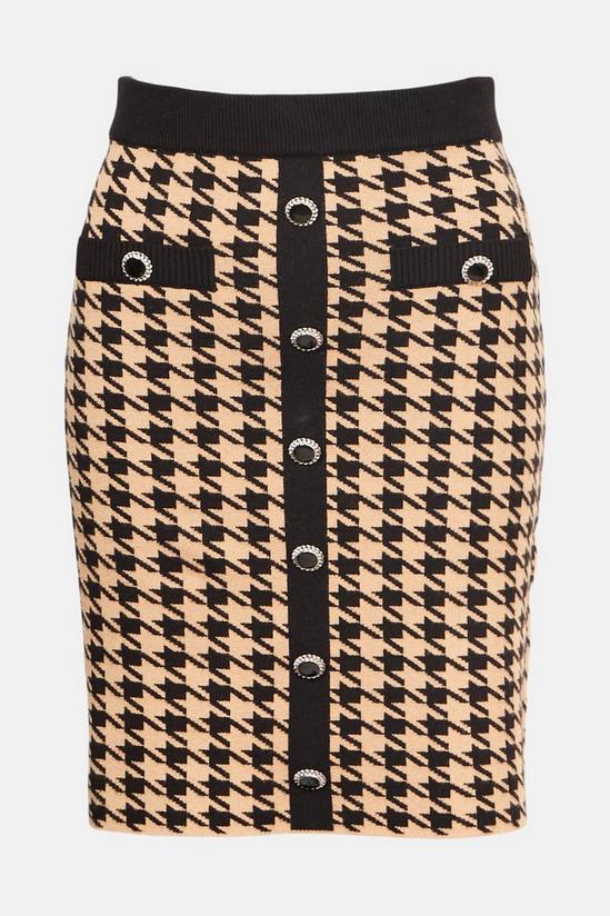Warehouse Compact Houndstooth Knit Skirt 4