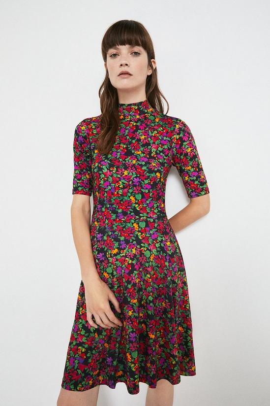 Warehouse Printed Funnel Neck Dress 1