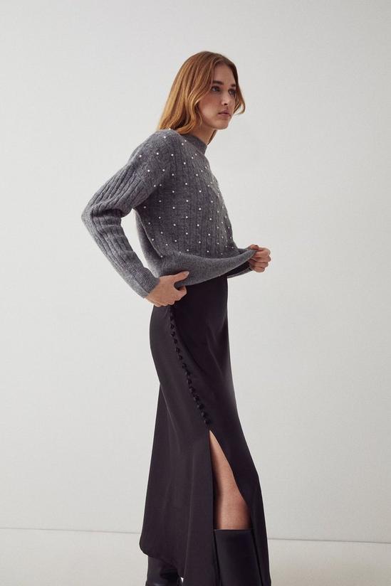 Warehouse Pearl & Cable Funnel Neck Knitted Jumper 1