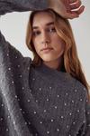 Warehouse Pearl & Cable Funnel Neck Knitted Jumper thumbnail 2