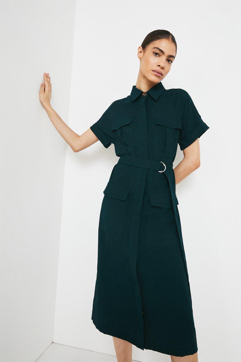 Warehouse green best sale shirt dress