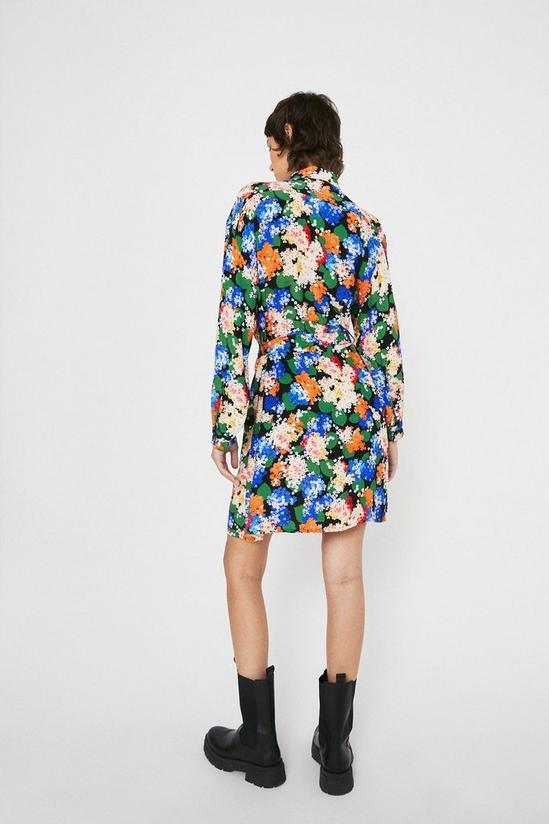 Warehouse Woven Mini Shirt Dress In Floral Print 3