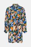 Warehouse Woven Mini Shirt Dress In Floral Print thumbnail 4