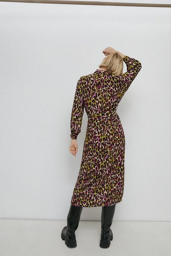 Warehouse Woven Midi Shirt Dress In Animal Print 3