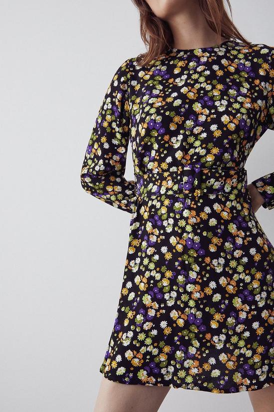 Warehouse Woven Flippy Mini Dress In Floral Print 1