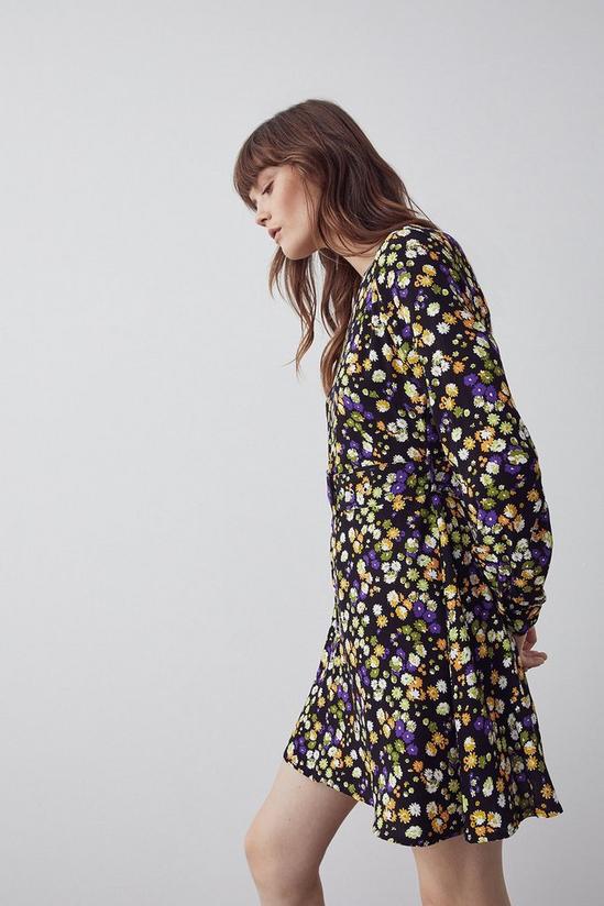 Warehouse Woven Flippy Mini Dress In Floral Print 2