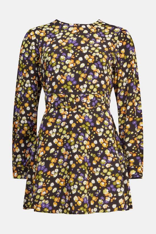 Warehouse Woven Flippy Mini Dress In Floral Print 4