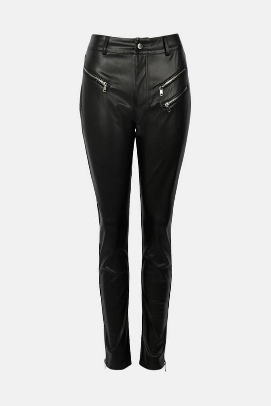 Warehouse Faux Leather Zip Detail Skinny Trouser 4