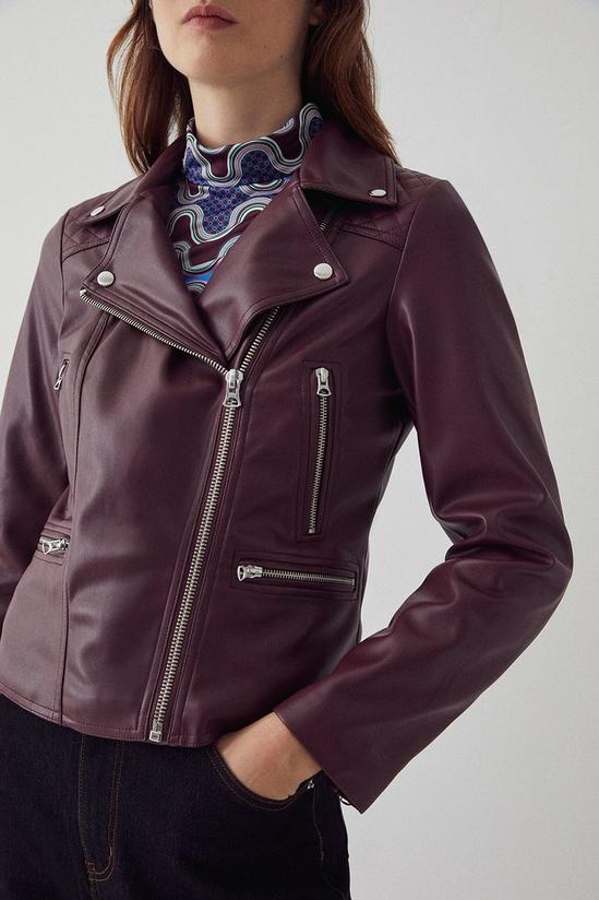 Warehouse Faux Leather Quilt Detail Biker Jacket 2