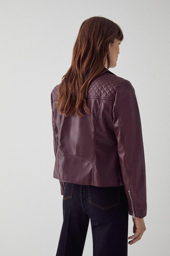 Warehouse Faux Leather Quilt Detail Biker Jacket 3