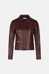 Warehouse Faux Leather Quilt Detail Biker Jacket thumbnail 4