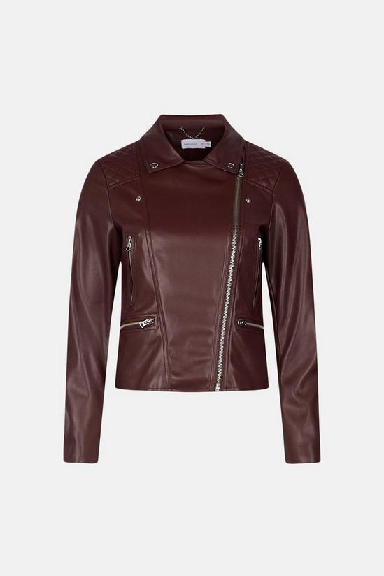 Warehouse Faux Leather Quilt Detail Biker Jacket 4
