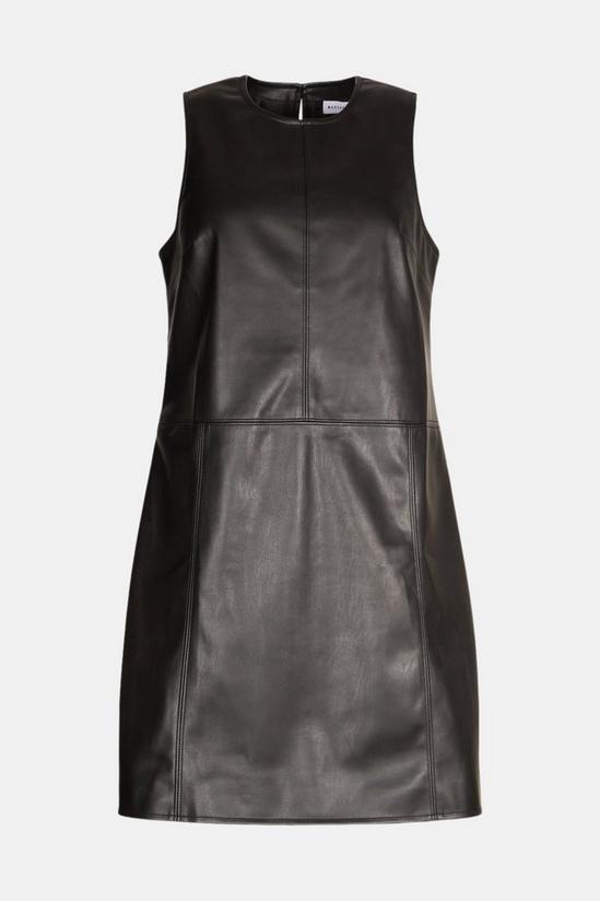 Warehouse Faux Leather Essential Shift Dress 4