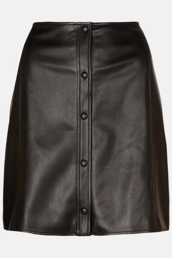 Warehouse Faux Leather Popper Through Seamed Mini Skirt 4