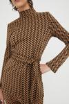 Warehouse Jacquard Funnel Neck Tunic Belted Top thumbnail 1