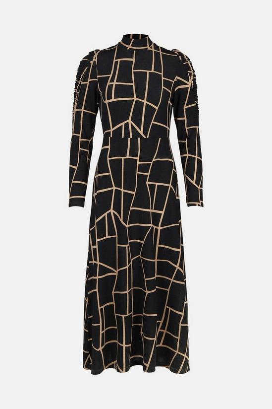 Warehouse Printed Soft Touch Funnel Neck Midi Dress 4