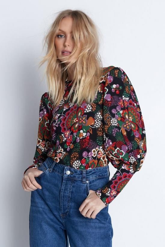 Warehouse Printed Soft Touch Puff Sleeve Top 4