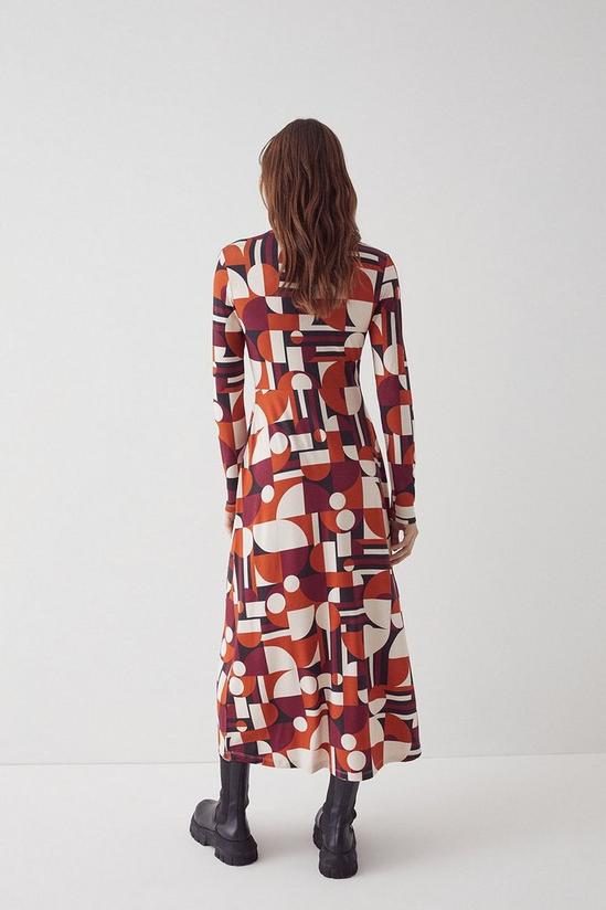 Warehouse Printed Roll Neck Long Sleeve Midi Dress 3