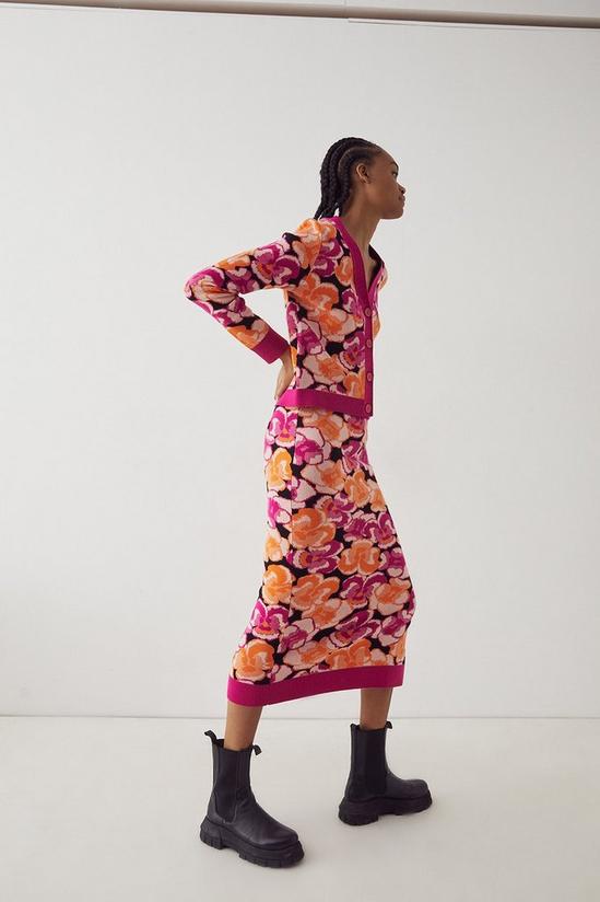 Warehouse Retro Floral Jacquard Knit Skirt 2