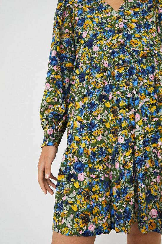 Warehouse Floral Smock Button Front Mini Dress 2