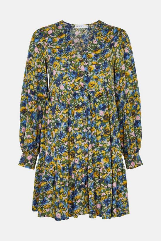 Warehouse Floral Smock Button Front Mini Dress 4
