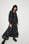 Warehouse Floral Embroidered Shirring Tiered Midi Dress thumbnail 1