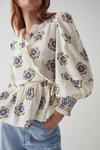 Warehouse Floral Embroidered Shirring Wrap Top thumbnail 1