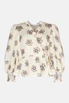 Warehouse Floral Embroidered Shirring Wrap Top thumbnail 4
