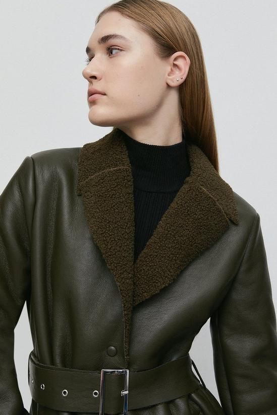 Warehouse Bonded Shearling Belted Coat 2