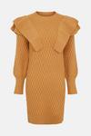 Warehouse Honeycomb Ruffle Knit Mini Dress thumbnail 4