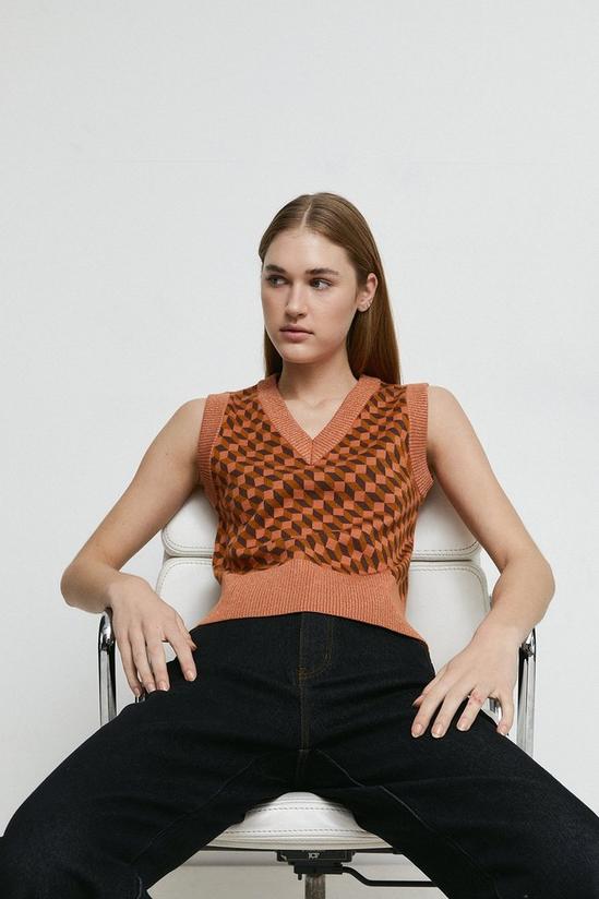 Warehouse Cube Geo Jacquard Knit Vest 1