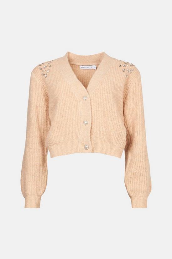 Warehouse Embellished Crop Knitted Cardigan 4
