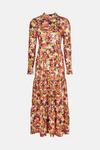 Warehouse Printed Funnel Neck Tiered Midi Dress thumbnail 4