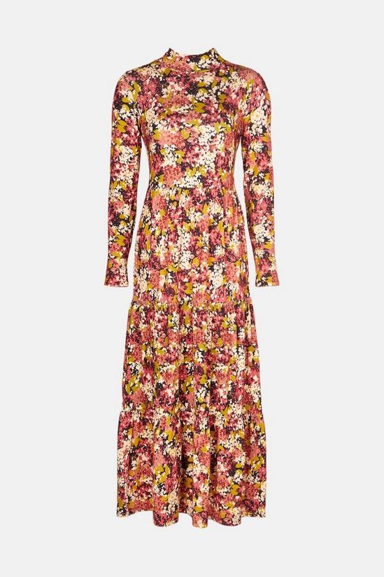 Warehouse Printed Funnel Neck Tiered Midi Dress 4