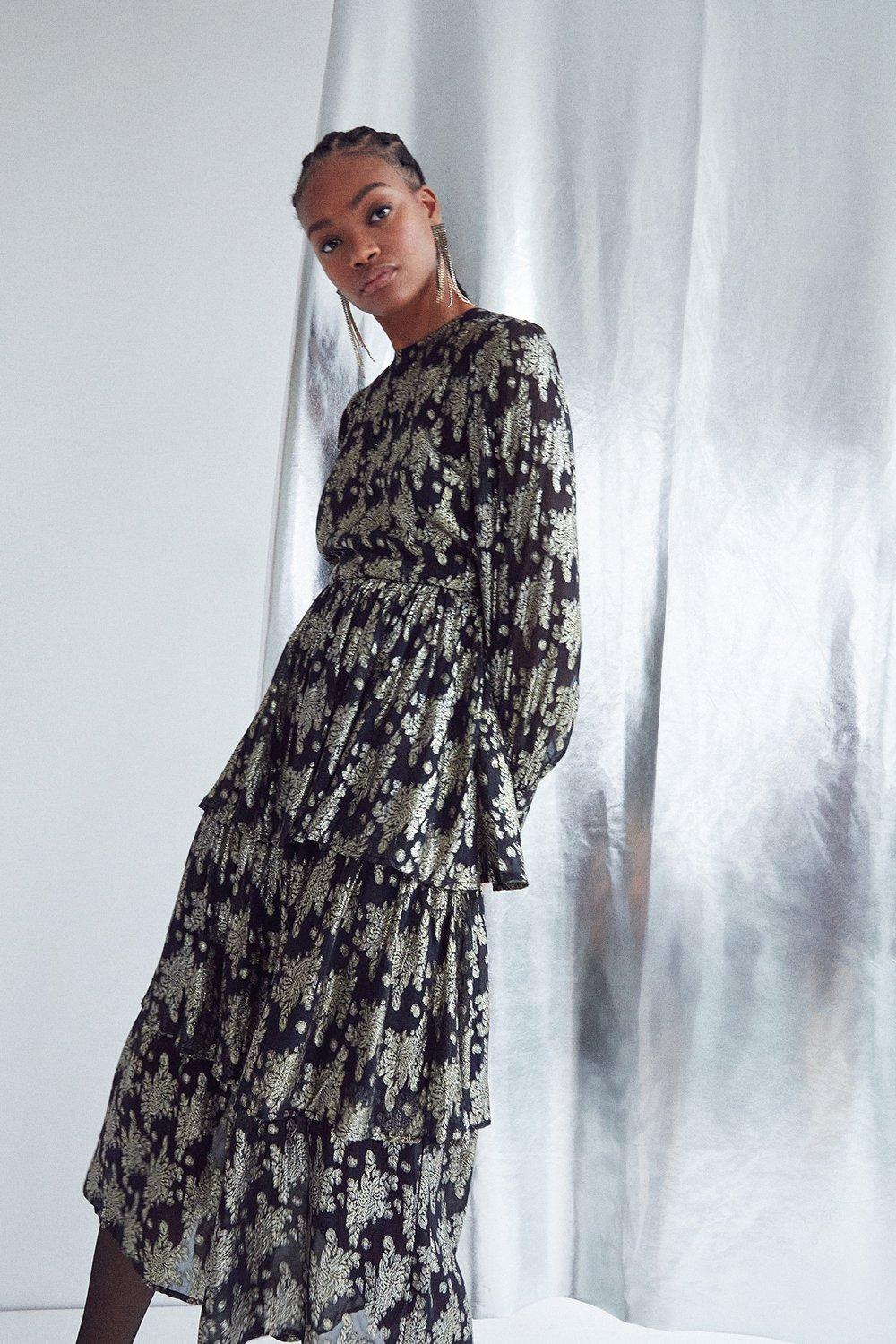 Warehouse jacquard shop midi dress