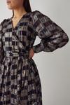 Warehouse Sparkle Jacquard Wrap Midi Dress thumbnail 2