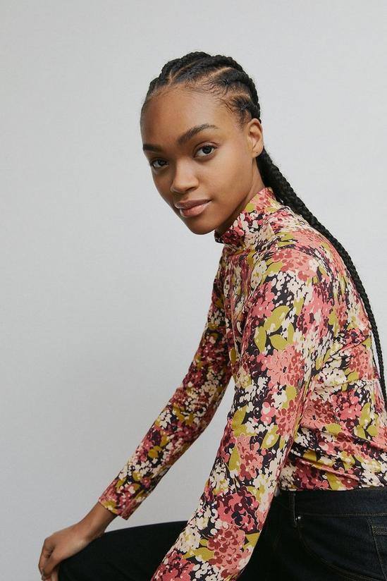 Warehouse Printed Funnel Neck Top 1