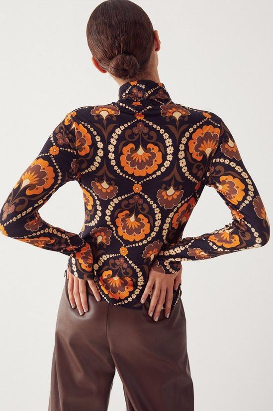 Warehouse Printed Roll Neck Long Sleeve Top 3
