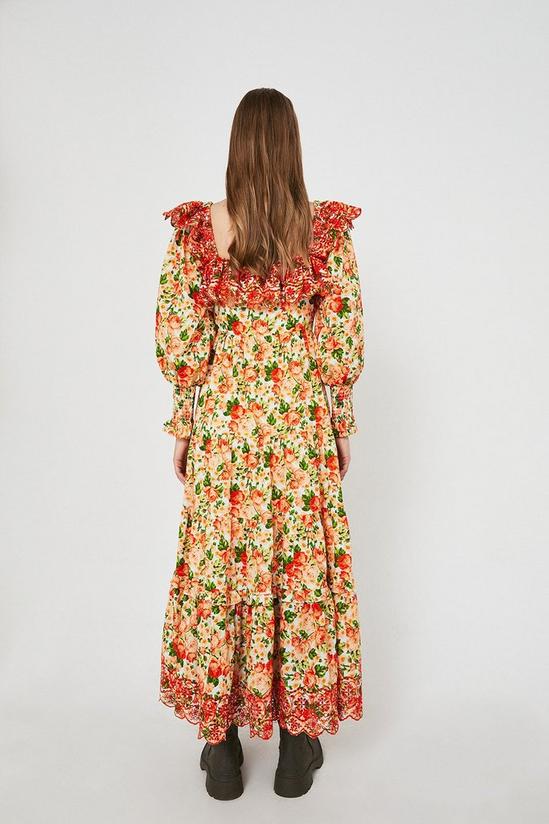 Warehouse Embroidery Square Neck Tier Maxi Dress 3