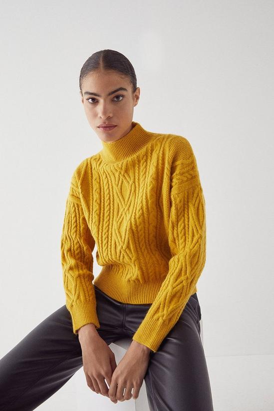 Warehouse Chunky Cable Funnel Neck Knit Jumper 1