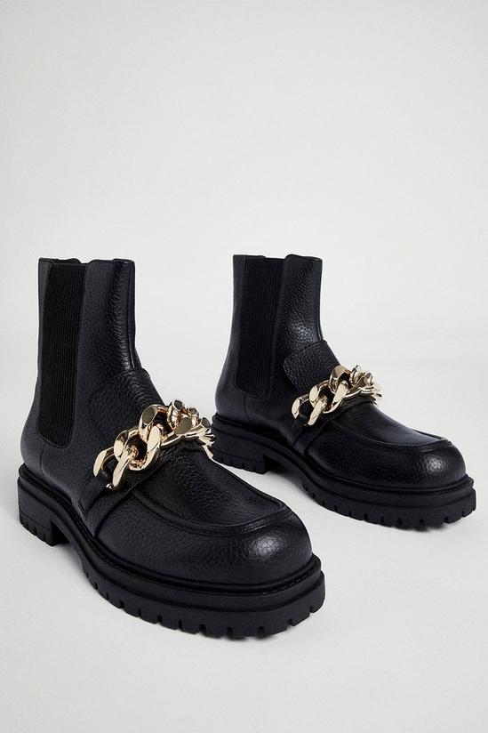 Warehouse Real Leather Chunky Chain Boot 2